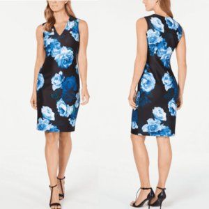 Calvin Klein Blue Floral Sheath Dress NWOT